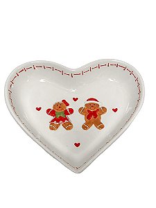 Prato Natalino Coração Decorativo Gingerbread