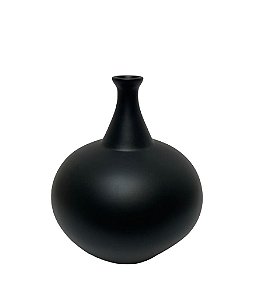 VASO LISO BOJUDO PRETO EM CERAMICA 19,5cm