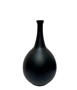 VASO LISO BOJUDO PRETO EM CERAMICA 25cm