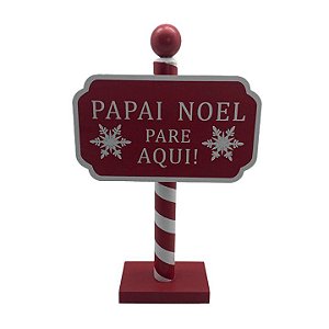 Placa Decorativa de Natal Vermelho e Branco em Madeira