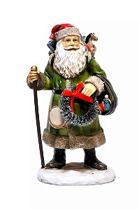 Escultura Papai Noel em Resina Verde - 20cm