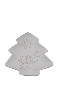 Petisqueira Decorativa Arvore de Natal em Cerâmica Branca
