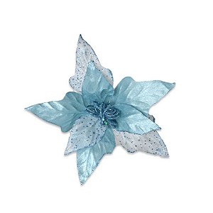 Flor Poinsetia Decorativa Azul 31cm