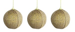 Trio de Bolas Dourada Trico Decorativas 10cm