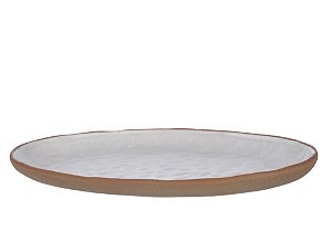 PRATO RASO OVAL CERAMICA 29X18cm ORGANIC (BRANCO AREIA)