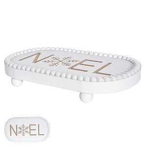 BANDEJA NATALINA DECOR NOEL 34cm BRANCO BEGE