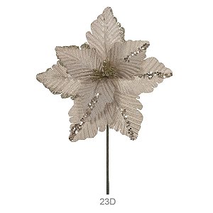 FLOR POINSENTIA AVELUDADA CHAMPAGNE GLITTER 27cm