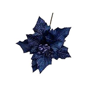 Flor Natalina Poinsetia Decorativa - Azul - 23cm