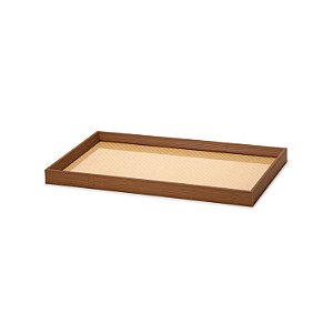 BANDEJA EM MDF COM RATTAN MARROM E BEGE MART 45cm