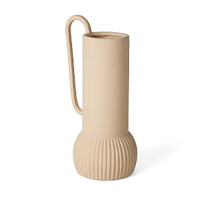 VASO JARRO EM CERAMICA BEGE MART COM ALÇA 25,5cm