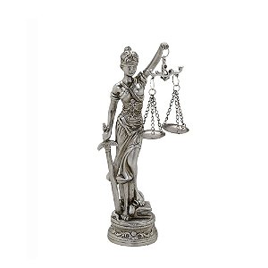 ESCULTURA DAMA DA JUSTICA EM RESINA PRATA 23cm