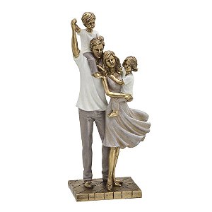 ESCULTURA FAMILIA DECORATIVA COM CASAL DE FILHOS