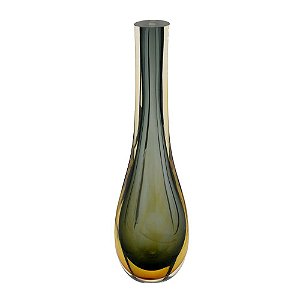 VASO DECORATIVO EM VIDRO ÂMBAR E VERDE 35cm
