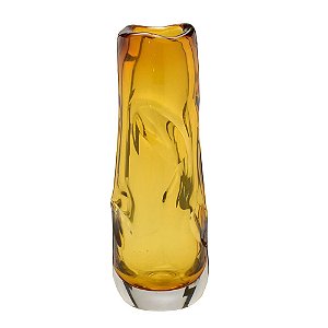 VASO DECORATIVO VIDRO IRREGULAR AMBAR ESTILO MURANO 37cm