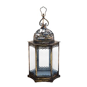 LANTERNA DECORATIVA ANTIGA RUSTICA BRONZE 64CM