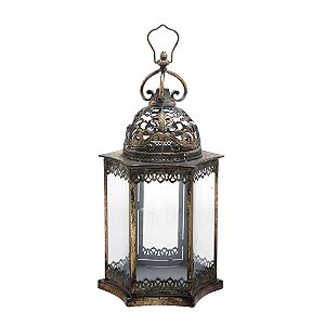 LANTERNA DECORATIVA ANTIGA RUSTICA BRONZE 57CM