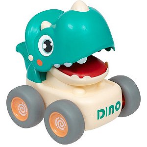 CARRINHO DINO COM FRICCAO E APITO VERDE ESCURO E BRANCO BUBA