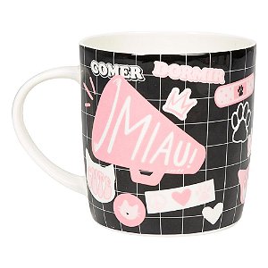 CANECA CERAMICA 400ML GATINHA PRETO UATT