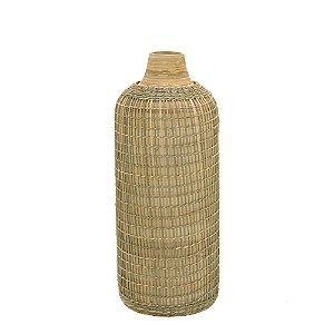 VASO DECORATIVO EM BAMBU E RATAN NA COR PALHA 50cm