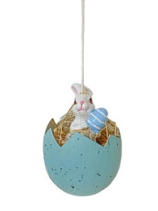ENFEITE PARA PENDURAR EM RESINA PASCOA COELHO AZUL 7,5CM