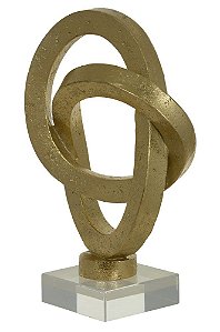 ESCULTURA DECOR POLIRESINA DOURADO ABSTRATA 29cm