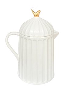 BULE DE CERAMICA COLIBRI COM TAMPA BRANCO C/PASSARO 600ML