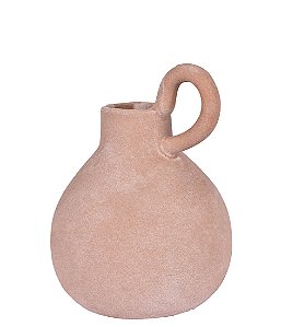 VASO MINIMALISTA DECOR COM ALCA EM CERAMICA TERRACOTA 15CM