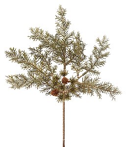 PICK FOLHAS DE PINHEIRO ALFINETE VERDE DOURADO 38cm