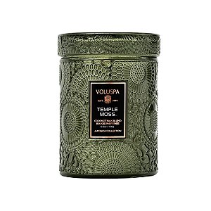 MINI VELA POTE VIDRO 50H RELEVO TEMPLE MOSS VOLUSPA