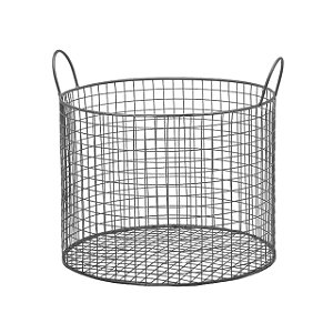CESTO ARAMADO REDONDO EM METAL PRETO MART 37x41cm