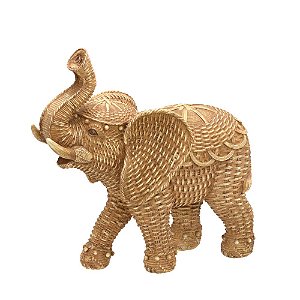 ESCULTURA ELEFANTE DECORATIVO EM RESINA MARROM 23,5cm