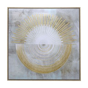 QUADRO DECORATIVO LUZES EM CANVAS E MDFBRANCO/ CINZA/DOURADO