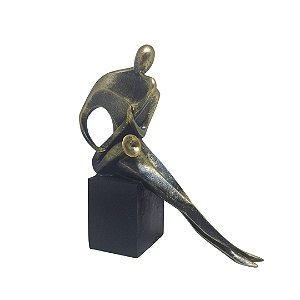 ESCULTURA MUSICO SAXOFONISTA MINIMALISTA RESINA BRONZE 18cm