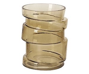 VASO EM VIDRO GEOMETRICO MARROM 20cm MART