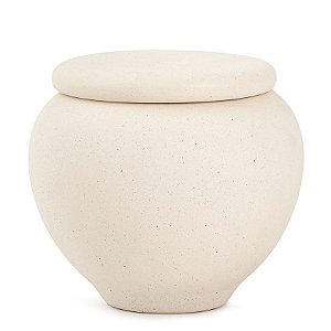 POTE DECORATIVO CERAMICA AREIA C/ TAMPA OFF WHITE MART 18CM