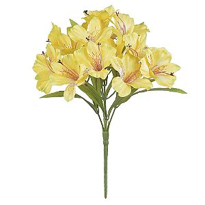 BUQUE DE FLORES ASTROMELIA CETIM X15 AMARELO 34cm