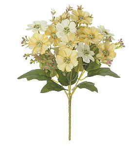 BUQUE DE FLORES MARGARIDA X15 AMARELO OUTONO CREME 25cm