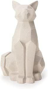 ESCULTURA GATO GEOMETRICO EM POLIRRESINA CINZA MART 23cm