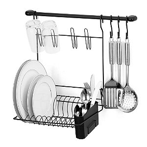 ESCORREDOR DE LOUÇA COOK HOME KIT 8 COZINHA BLACK - ARTHI