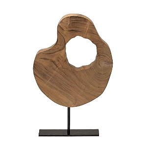 ESCULTURA ABSTRATA DECOR MADEIRA/METAL MARROM E PRETO 45,5cm
