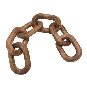 ESCULTURA CORRENTE ELO DECORATIVO EM MADEIRA MARROM - 63,5cm