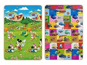 TAPETE DUPLA FACE RECREIO DISNEY/CARROS AZ 120x180cm JOLITEX