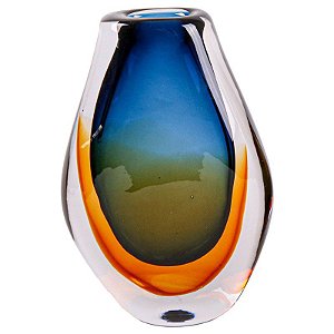 VASO DE VIDRO DECORATIVO NAPOLES COLORIDO - 22cm