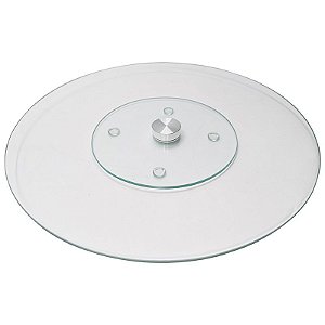 CENTRO DE MESA PRATO GIRATORIA EM VIDRO ORBITA - 30CM
