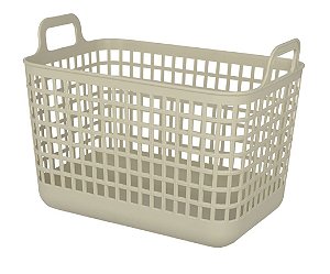 CESTO ORGANIZADOR MULTIUSO C/ALCA EM PLASTICO BEGE 33x25cm
