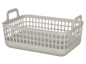 CESTO ORGANIZADOR MULTIUSO C/ ALÇA EM PLASTICO 33x22cm CINZA