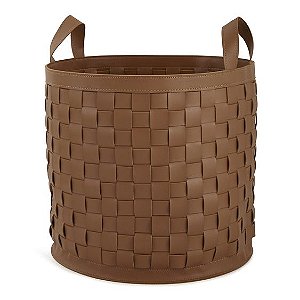 CESTO DECORATIVO EM PU MARROM MART 47x39cm