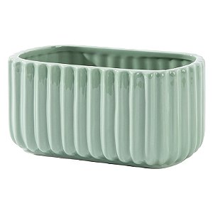 VASO DE CERAMICA NATURALE DECORATIVO VERDE - 8,5x17,5cm