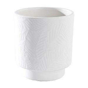 VASO DE CERAMICA FOLIUM BRANCO DECORATIVO - 14cm