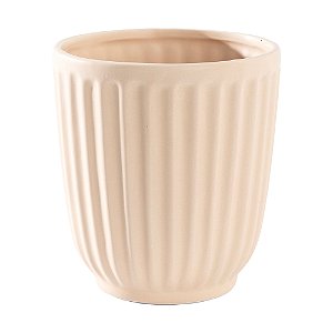VASO DE CERAMICA DECORATIVO STRIATUS BEGE - 14cm